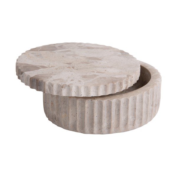 Svetlohnedý dekoratívny kamenný úložný box ø 15x6 cm Marble – PT LIVING-image-3