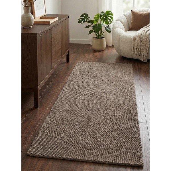 Taupe ručne tkaný vlnený behúň 80x200 cm Calmio – Hanse Home-image-1