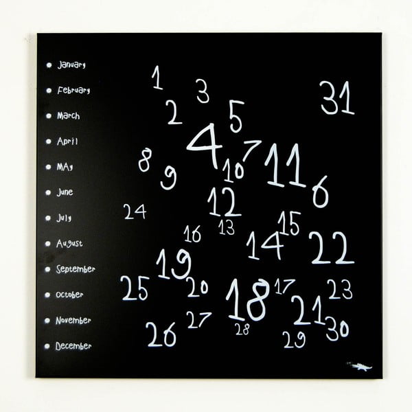 Magnetický kalendár dESIGNoBJECT.it Krok Black, 50 x 50 cm