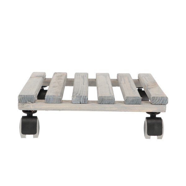 Sivá drevená pojazdná podložka pod kvetináč Esschert Design, 29 x 29 cm-image-2