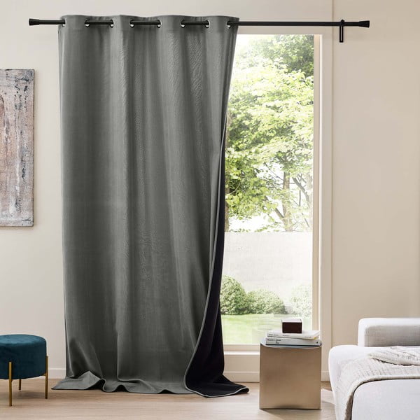 Antracitový menčestrový termo záves 140x260 cm Madison – douceur d'intérieur-image-1