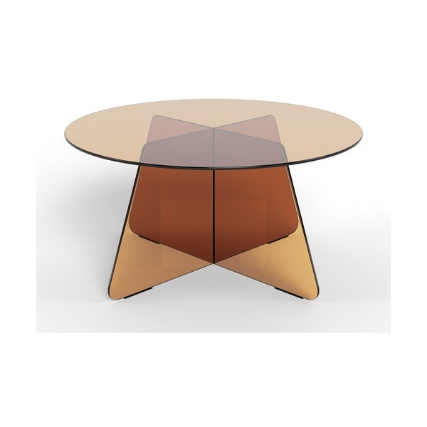 Hnedý sklenený okrúhly konferenčný stolík ø 80 cm Samos – Actona-image-2