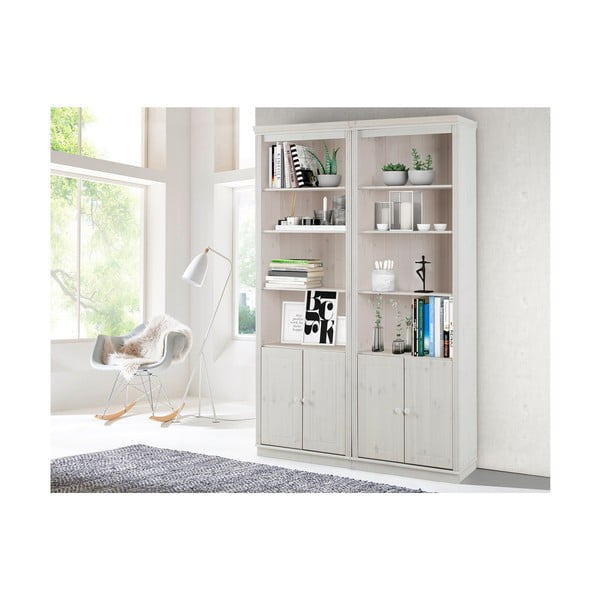 Biela knižnica z borovicového dreva 148x223 cm Anita – Støraa-image-3