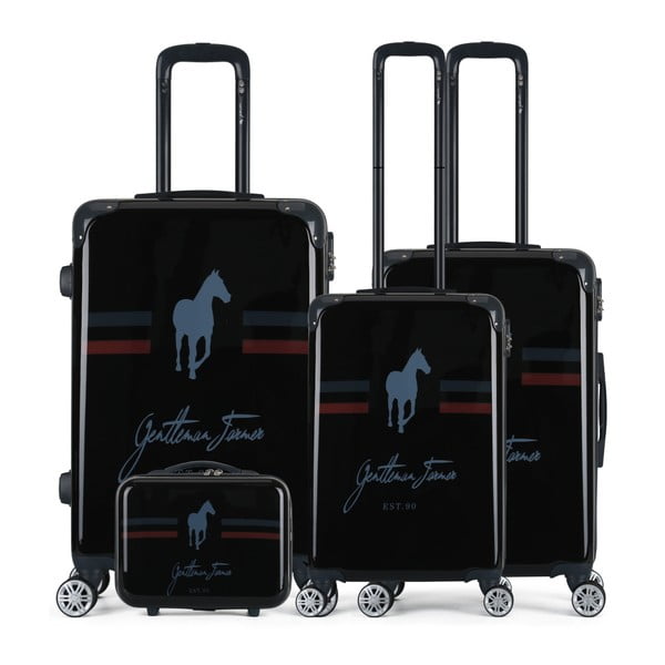 Sada 4 čiernych cestovných kufrov na kolieskach GENTLEMAN FARMER Integre & Vanity Malo