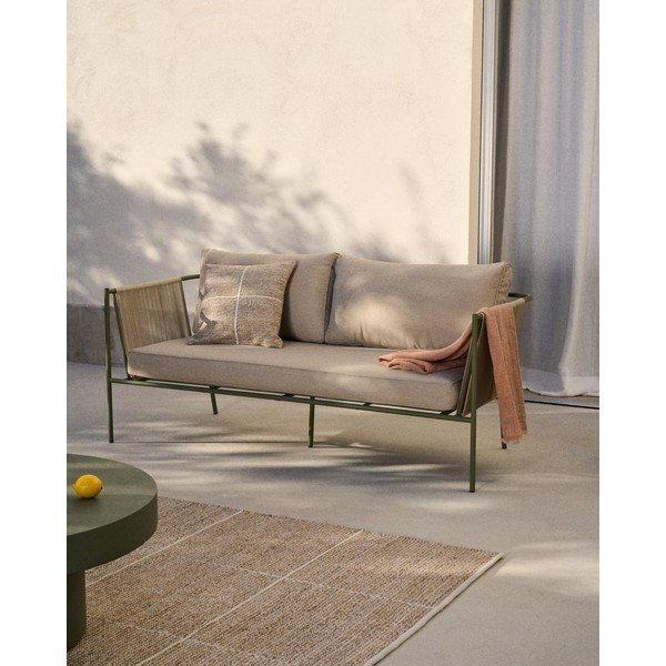 Zelená/béžová čalúnená záhradná pohovka Zivia – Kave Home-image-1