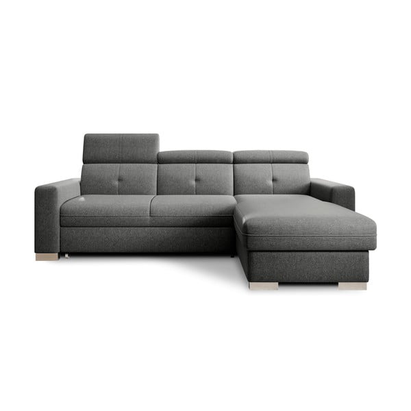 Sivá rozkladacia/s úložným priestorom rohová pohovka (pravý roh/s leňoškou) Fresia – ELTAP