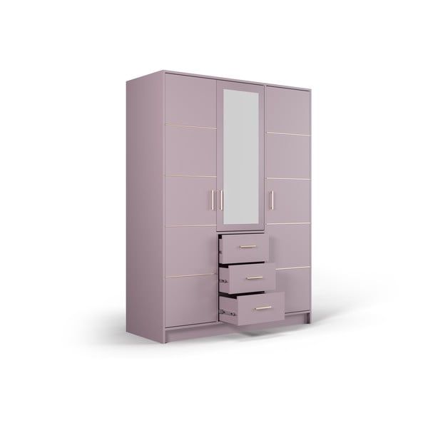 Ružová šatníková skriňa so zrkadlom 147x200 cm Burren - Cosmopolitan Design-image-3