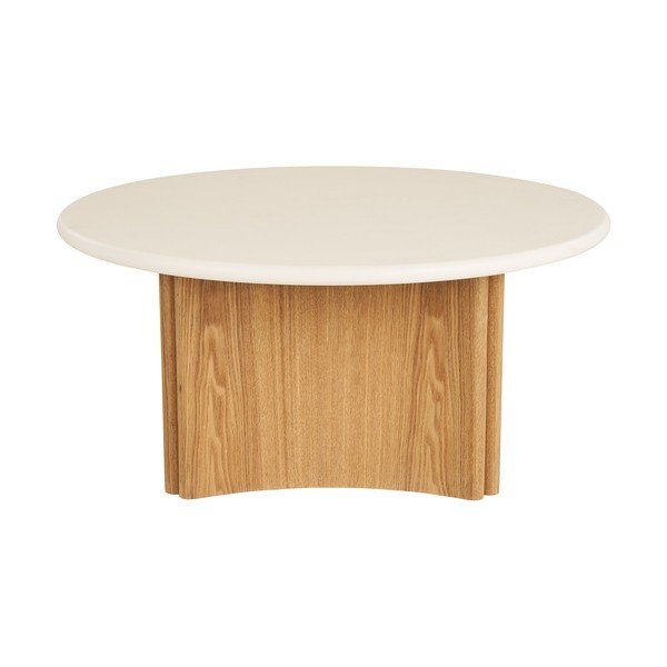 Biely/v prírodnej farbe okrúhly konferenčný stolík s betónovou doskou ø 80 cm Motril – House Nordic-image-3