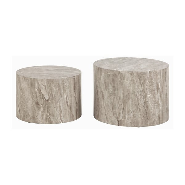 Sivé okrúhle konferenčné stolíky v dekore kameňa v súprave 2 ks ø 58 cm Dice – Actona-image-4