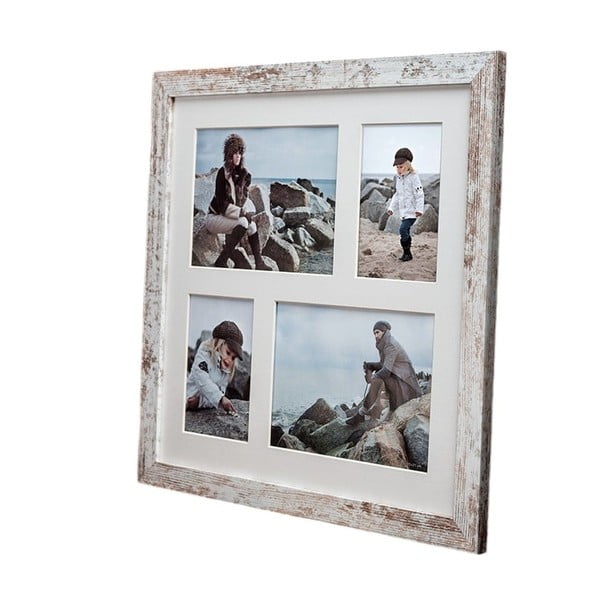 Sivo-biely rámček na 4 fotografie Styler Narvik Shabby, 39 × 39 cm