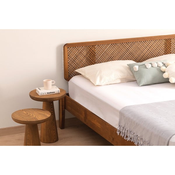 Dvojlôžková posteľ zo smrekového dreva s roštom v tmavohnedo-prírodnej farbe 180x200 cm Izabelya – Kalune Design-image-3