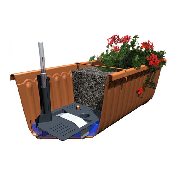 Antracitovosivý samozavlažovací kvetináč Plastia SIesta, dĺžka 80 cm-image-2