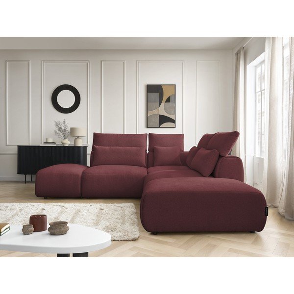 Červená polohovacia modulárna rohová pohovka Jana – Bobochic Paris-image-3