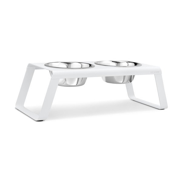 Kovová súprava misiek s podstavcom pre psa Desco White L – MiaCara