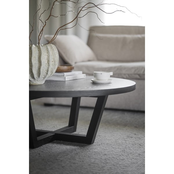 Čierny okrúhly konferenčný stolík v dekore duba ø 110 cm Boxford – Rowico-image-3