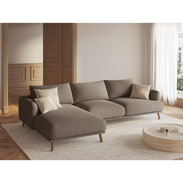 Taupe rohová pohovka (ľavý roh/s leňoškou) Naomi – Micadoni -image-1