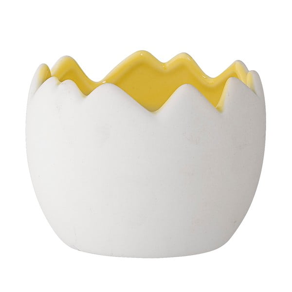 Keramický kvetináč v tvare vajca so žltým detailom Bloomingville, ⌀ 9 cm