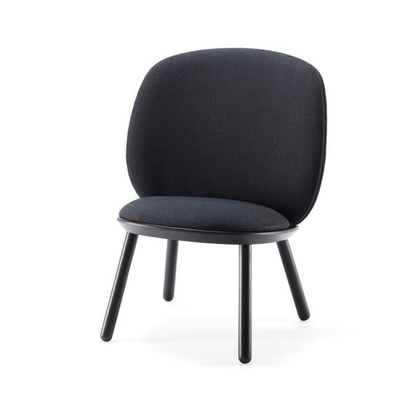 Čierne kreslo s konštrukciou z jaseňového dreva a koženými detailmi EMKO Naïve-image-4