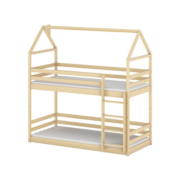 Domčeková poschodová detská posteľ z borovicového dreva 80x160 cm Axel - Lano Meble