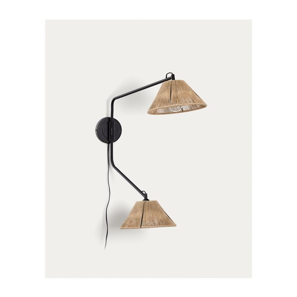 Čierne/v prírodnej farbe nástenné svietidlo Pontos – Kave Home-image-3