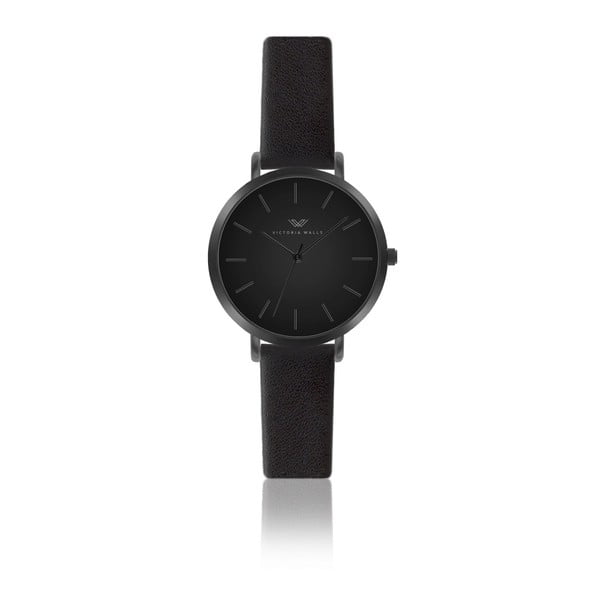 Dámske hodinky s čiernym koženým remienkom Victoria Walls Restless