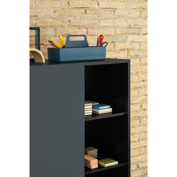 Čierno-antracitová vysoká komoda s posuvnými dverami 120x140 cm Nube – Teulat-image-1