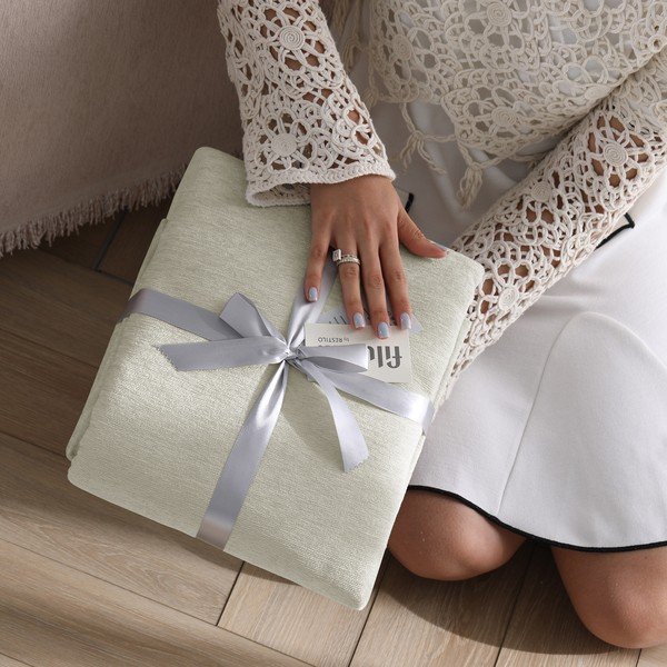 Krémový pléd zo ženilky 220x240 cm Talo – Filumi-image-4