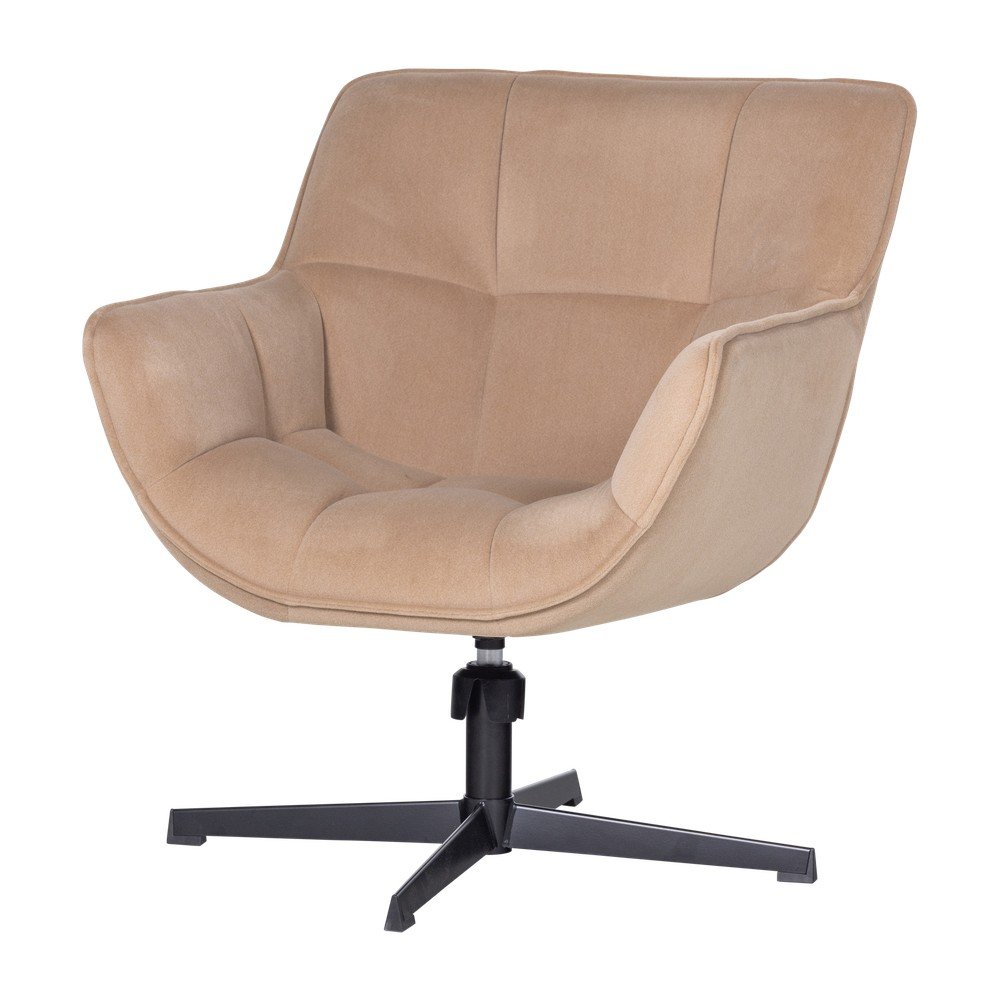 Béžové otočné zamatové kreslo Wibo – WOOOD