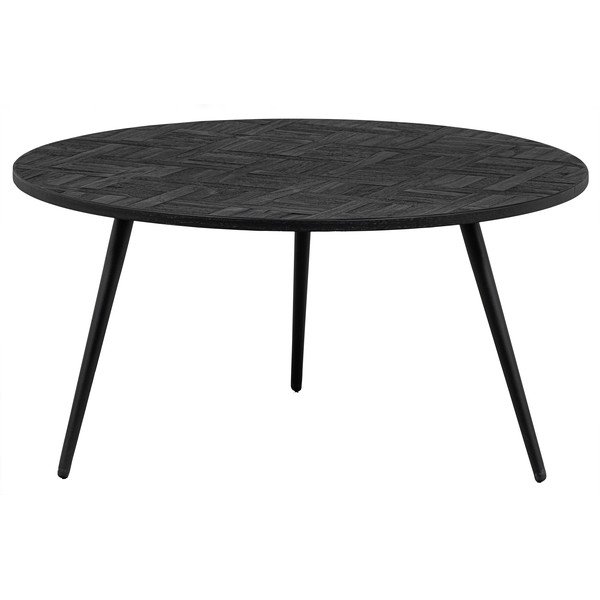 Čierny okrúhly konferenčný stolík z teakového dreva ø 74 cm Leo – WOOOD-image-2