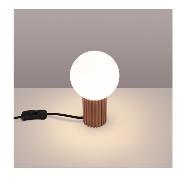 Svetlohnedá stolová lampa so skleneným tienidlom (výška  19 cm) Orbital – Sollux-image-1