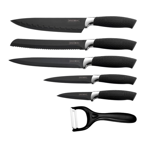 6-dielna sada nožov Non-stick Color, čierna