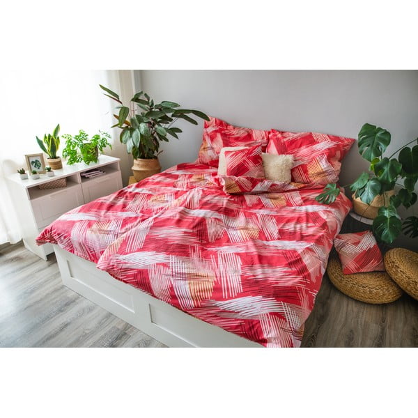 Červené bavlnené obliečky na jednolôžko 140x200 cm LP Dita Red – Cotton House