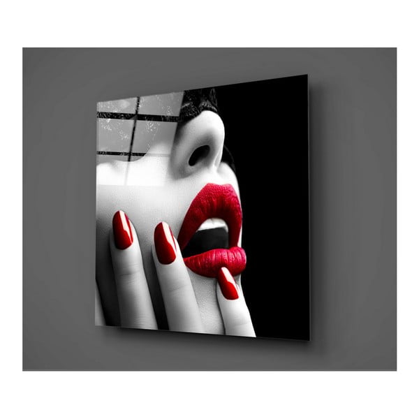 Sklenený obraz Insigne Lips Rojo Mento, 50 × 50 cm
