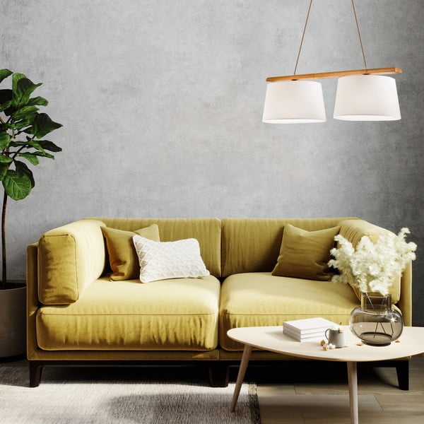 Hnedé závesné svietidlo s textilným tienidlom ø 35 cm Aida – LAMKUR-image-2