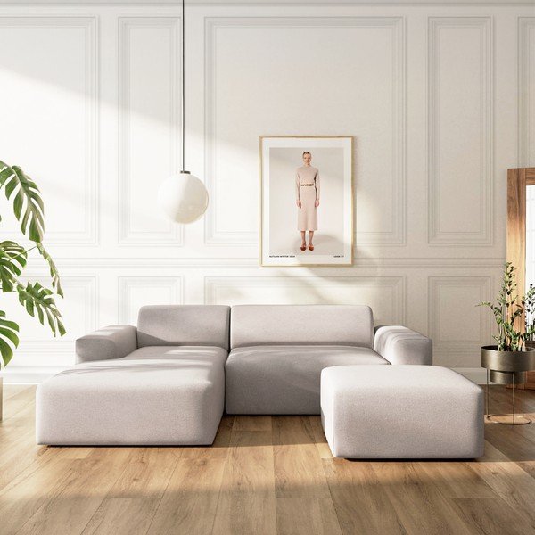 Sivá zamatová podnožka Villet – Rodier-image-1