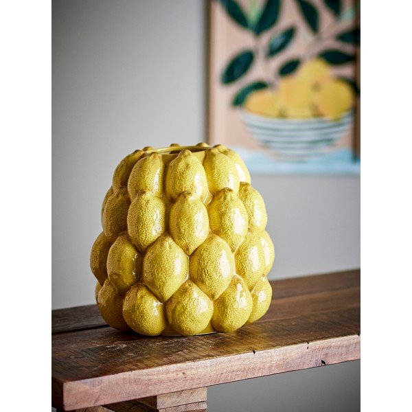 Žltá kameninová ručne maľovaná váza (výška  22 cm) Limone – Bloomingville-image-3