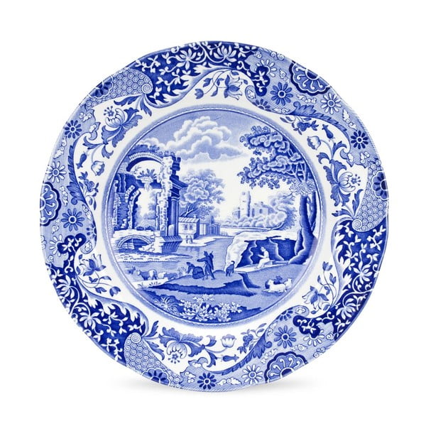 Sada 4 bielo-modrých tanierov Spode Blue Italian, ø 27 cm