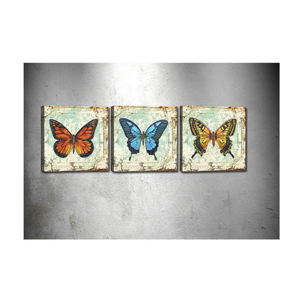Sada 3 obrazov Tablo Center Butterflies