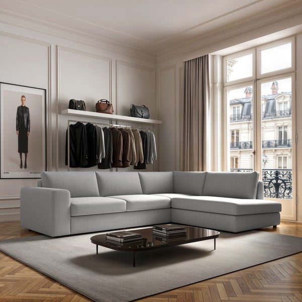 Svetlosivá rohová pohovka (pravý roh/do L) Baga – Rodier-image-1