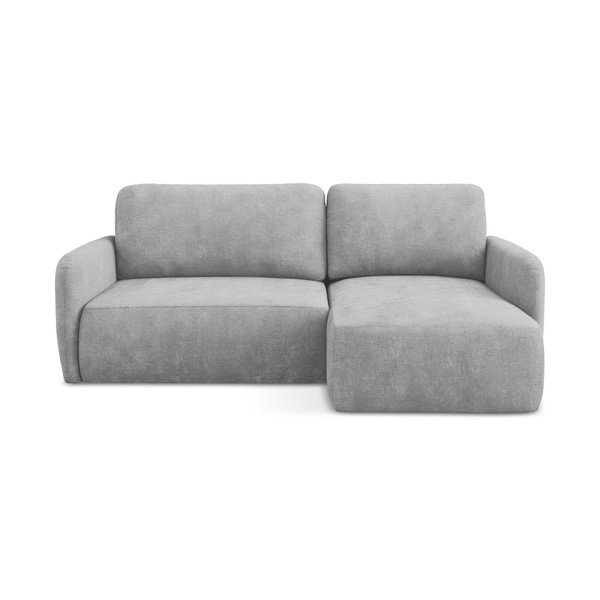 Svetlosivá ženilková rozkladacia/s úložným priestorom rohová pohovka (pravý roh/s leňoškou) Lilo – Makamii