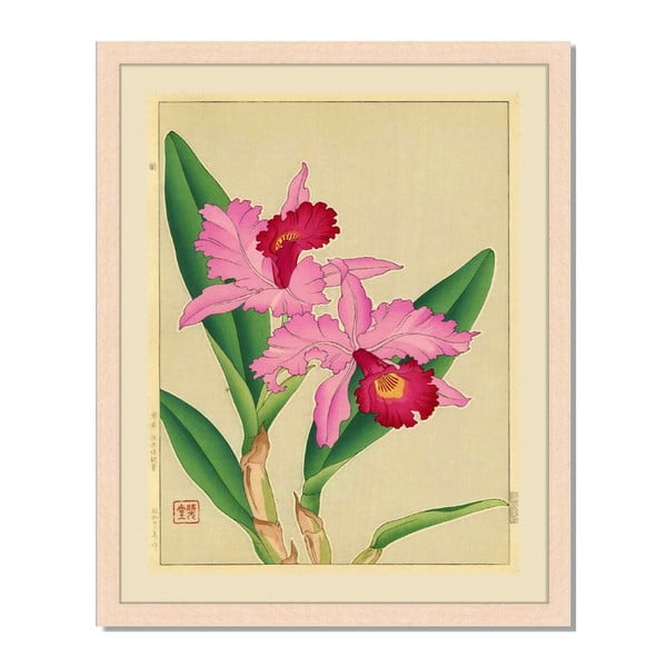 Obraz v ráme Liv Corday Asian Pink Flowers, 40 x 50 cm