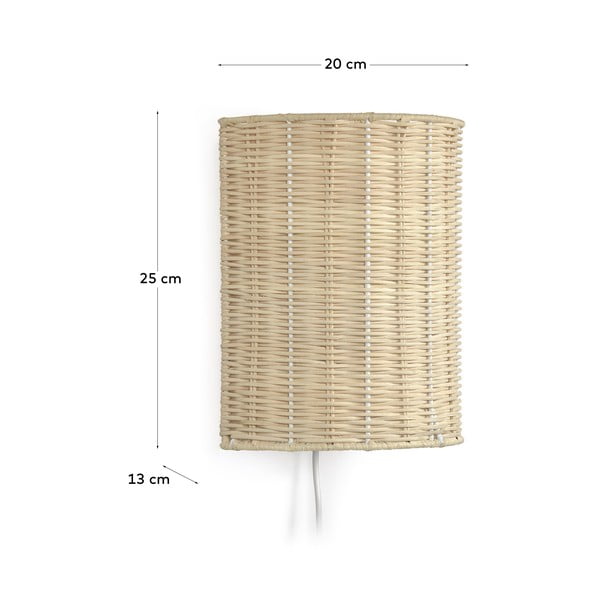 Ratanové nástenné svietidlo v prírodnej farbe Kimjit - Kave Home-image-4