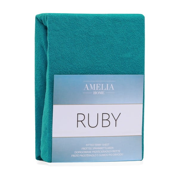 Tmavozelená/modrá napínacia froté plachta 140x200 cm Ruby – Restilo-image-2