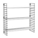 Čierny trojposchodový regál s bielymi policami Metaltex Libro, šírka 70 cm