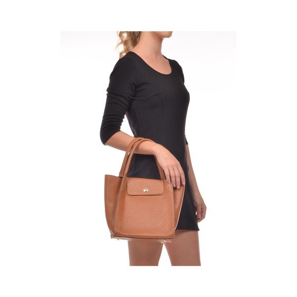 Koňakovohnedá kožená kabelka Roberta M Pola Cognac-image-3
