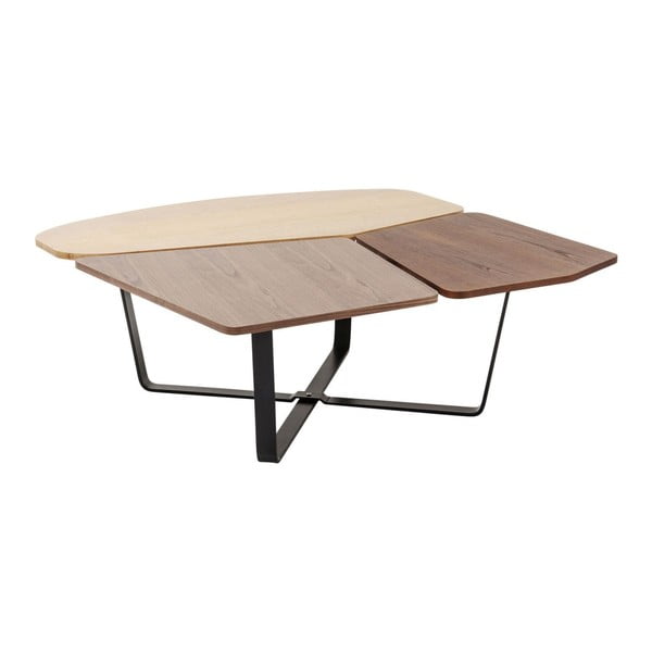 Hnedý stôl s čiernymi detailmi Kare Design Patches, 100 × 36 cm