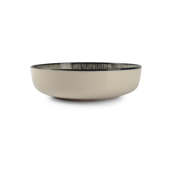 Čierny/krémovobiely hlboký  kameninový tanier ø 18,5 cm Gravel – ONA-image-1