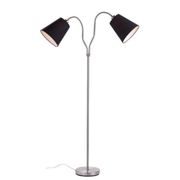 Voľne stojacia lampa v striebornej farbe s čiernymi tienidlami Markslöjd Modena