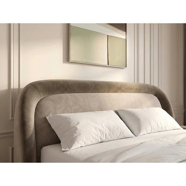 Taupe čalúnená dvojlôžková posteľ s úložným priestorom s roštom 180x200 cm Sam – Bobochic Paris-image-3