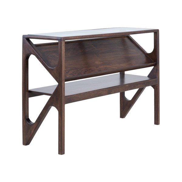 Konzolový stolík so sklenenou doskou v tmavo prírodnej farbe 41x119 cm Yuki – Light & Living